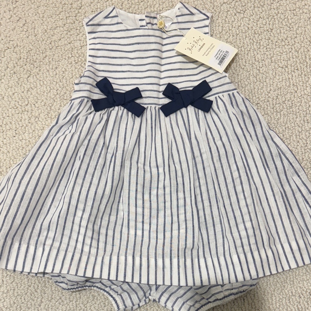 Rachel Riley Blue and White Striped Dress